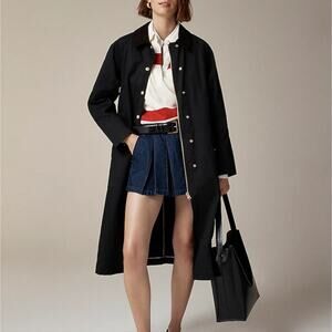 J.Crew NWT Long Barn Coat Black Waxed Twill Small Removable Quilted Vest